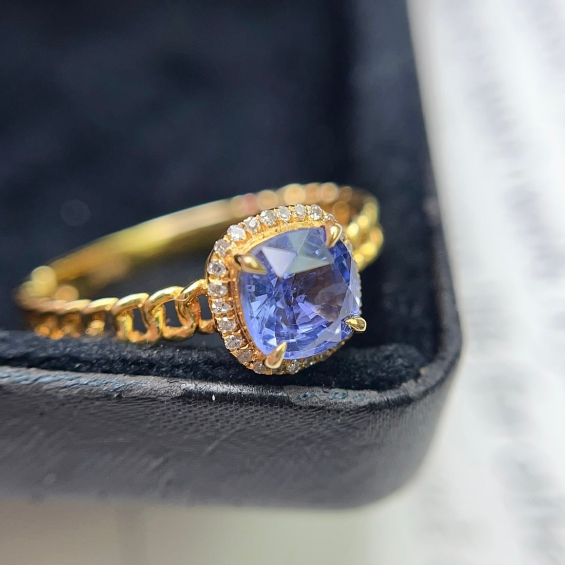14k Gold 1.96 Ct Natural Sapphire & Diamond Ring - 5