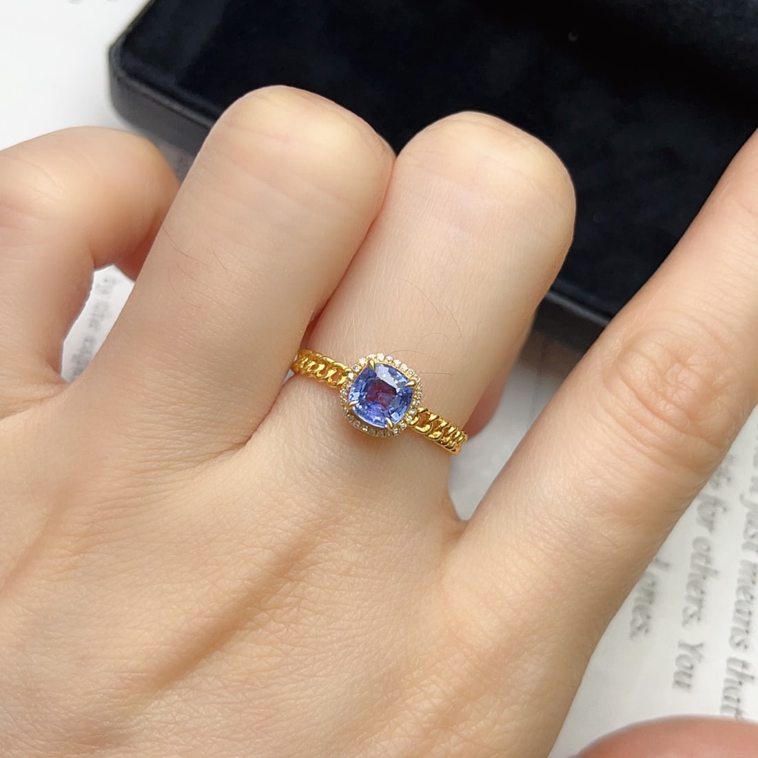 14k Gold 1.96 Ct Natural Sapphire & Diamond Ring - 6