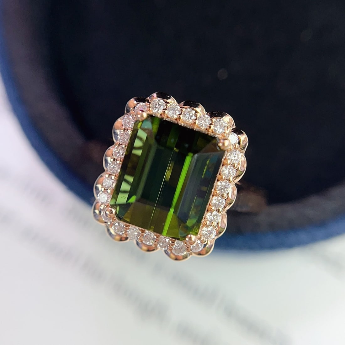 14k Gold 4.25 Ct Natural Tourmaline & Diamond Ring - 2