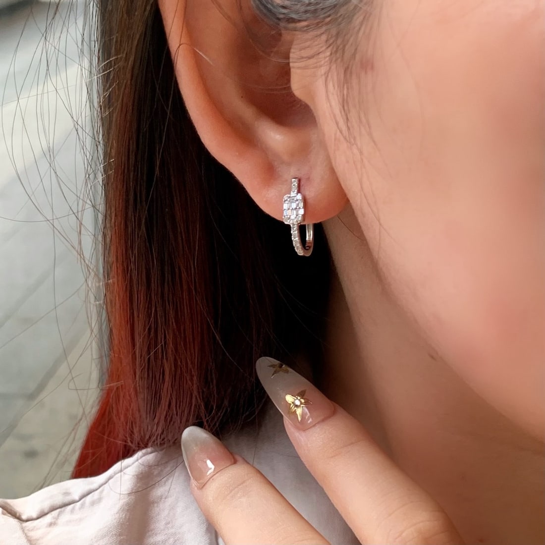 14k Gold 0.27 Ct Natural H Diamond Earrings - 7