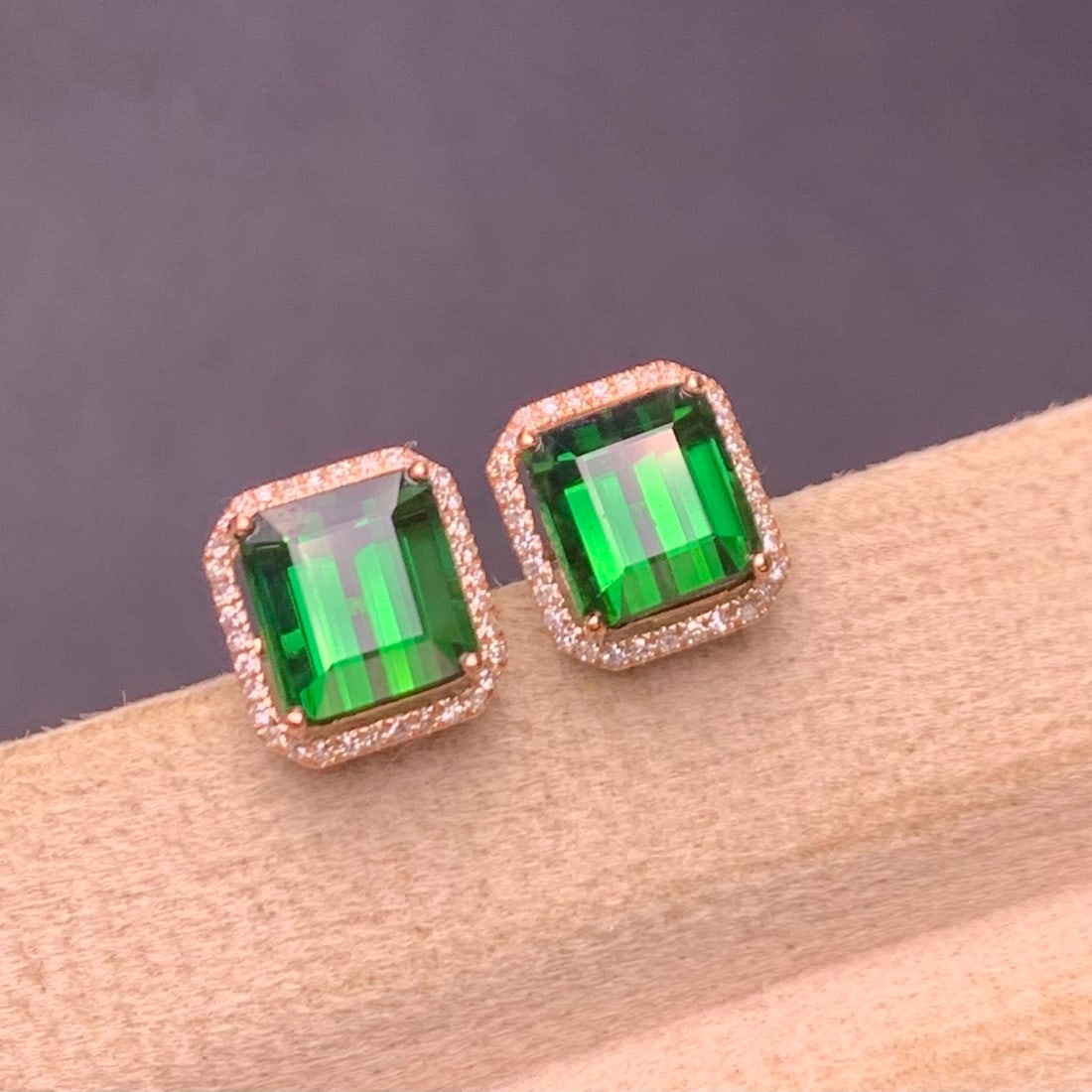 14k Gold 4.6 Ct Natural Tourmaline & Diamond Earrings - 4