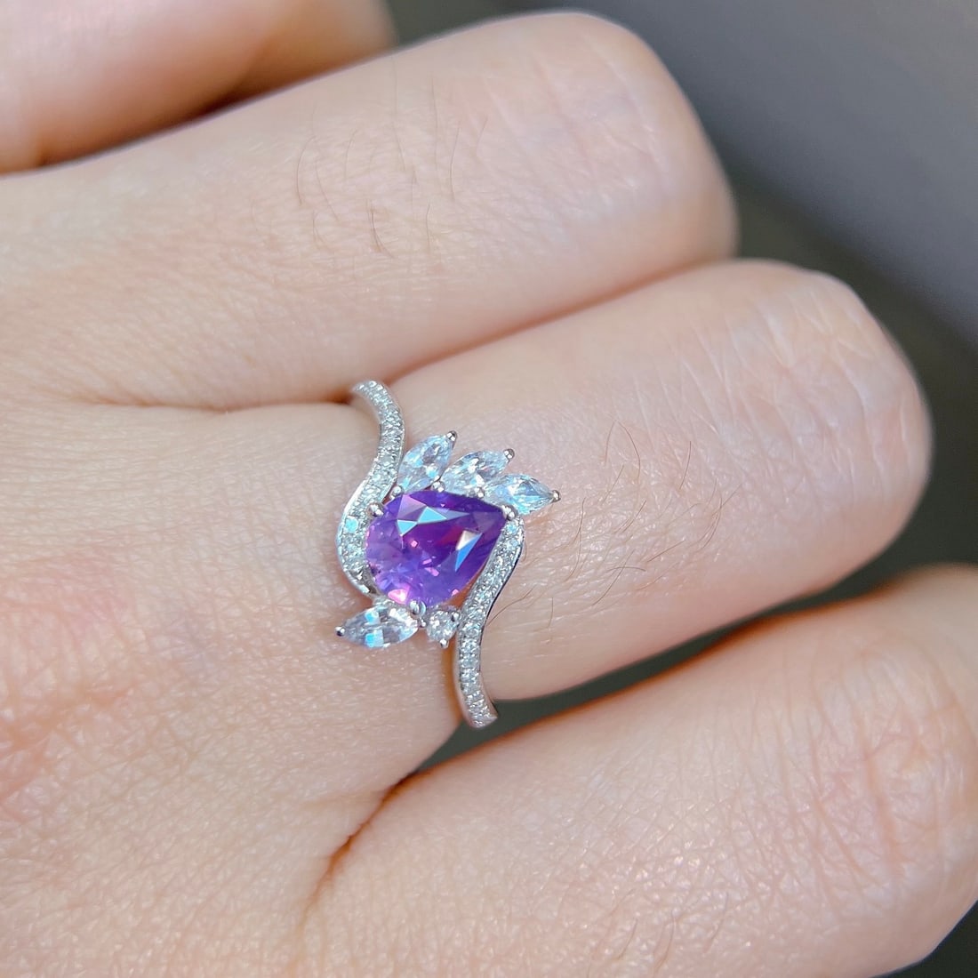 14k Gold 1.13 Ct Natural Sapphire & Diamond & Sapphire Ring - 7