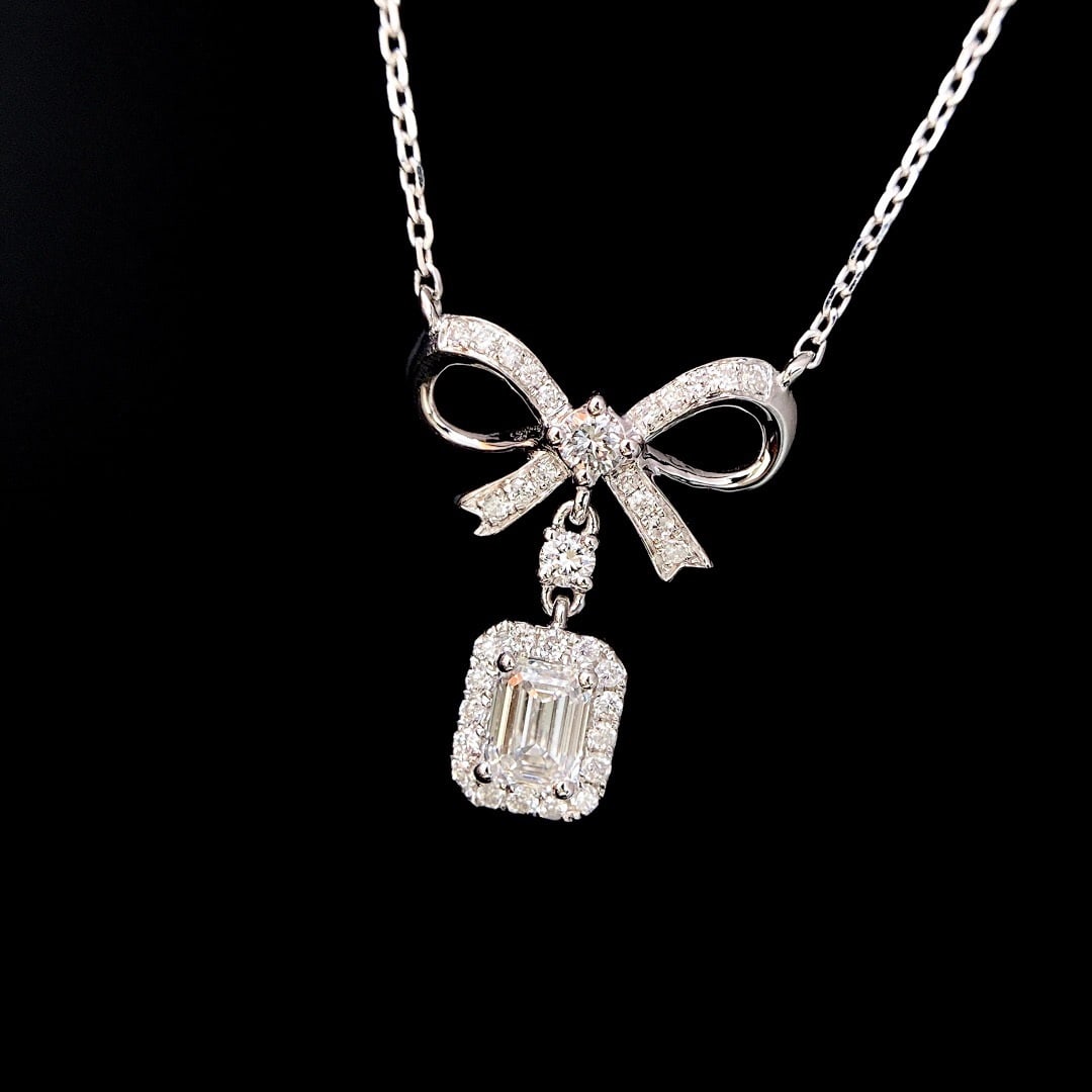 Gia Certified 14k Gold 0.3 Ct Natural E Si2 Emerald Diamond Necklace - 3