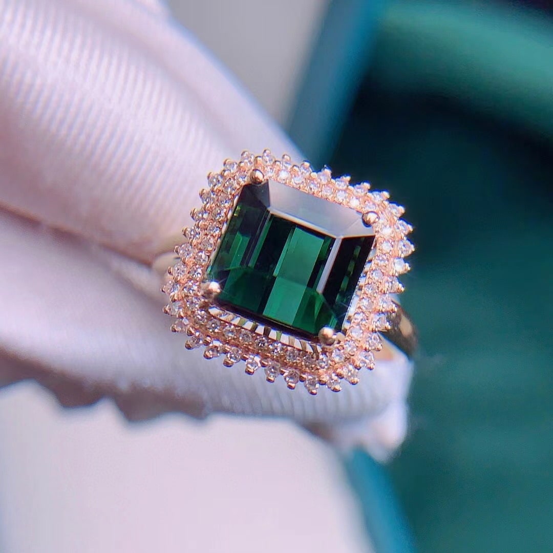 14k Gold 4.2 Ctw Natural Tourmaline & Diamond Ring - 3