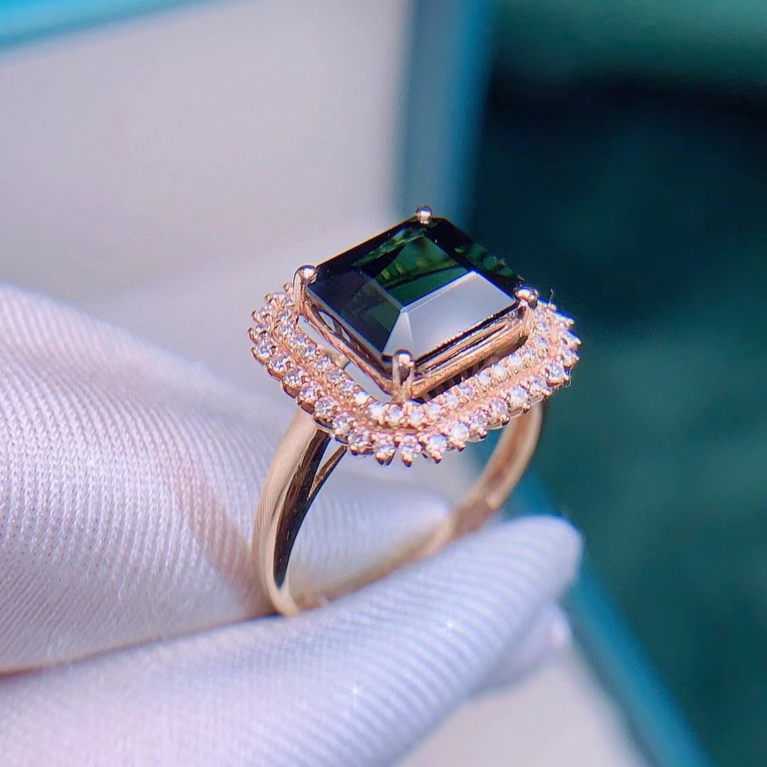 14k Gold 4.2 Ctw Natural Tourmaline & Diamond Ring - 4