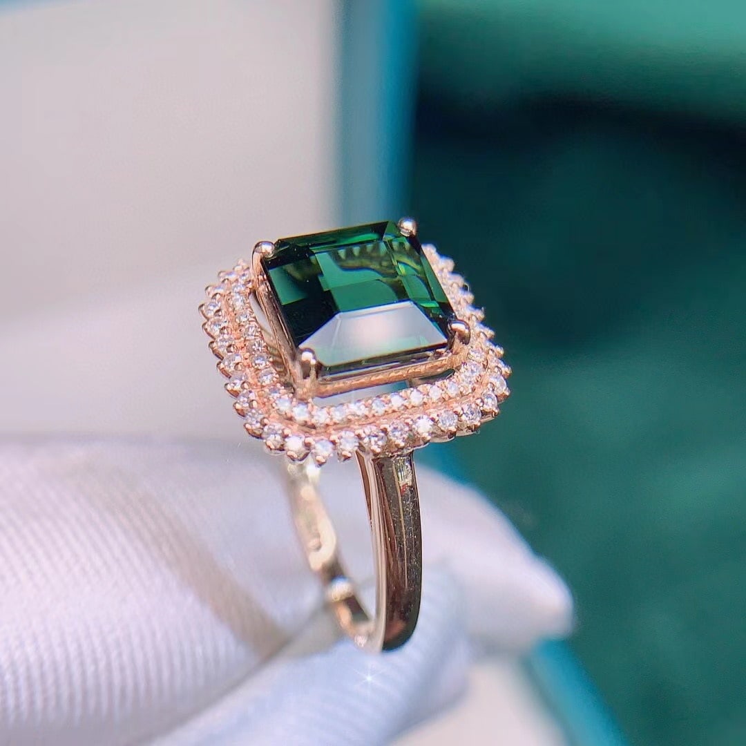 14k Gold 4.2 Ctw Natural Tourmaline & Diamond Ring - 5