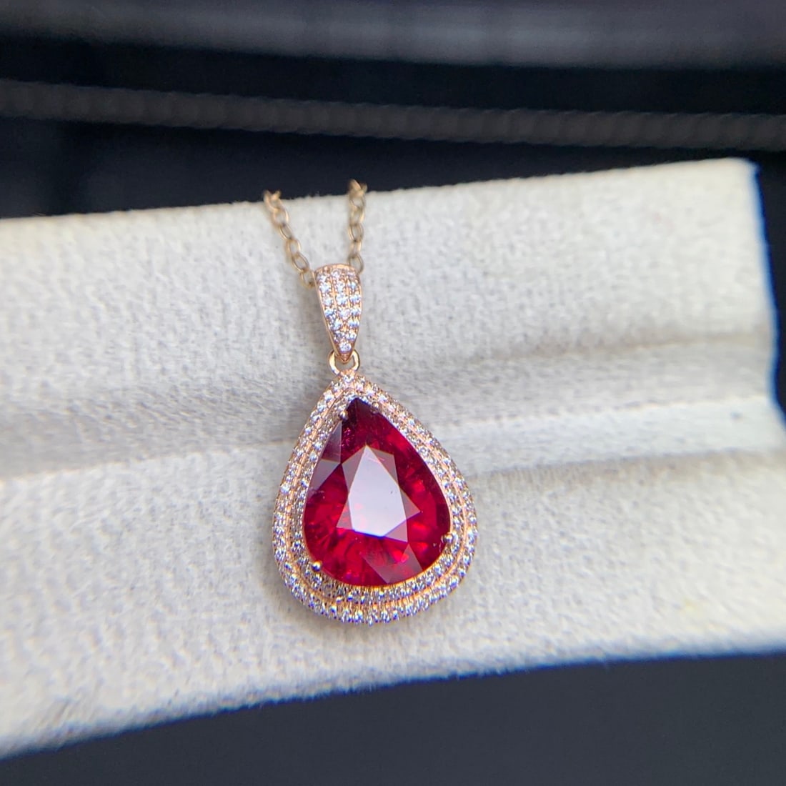 14k Gold 3.6 Ct Natural Tourmaline & Diamond Pendant( Without Chain ) - 7