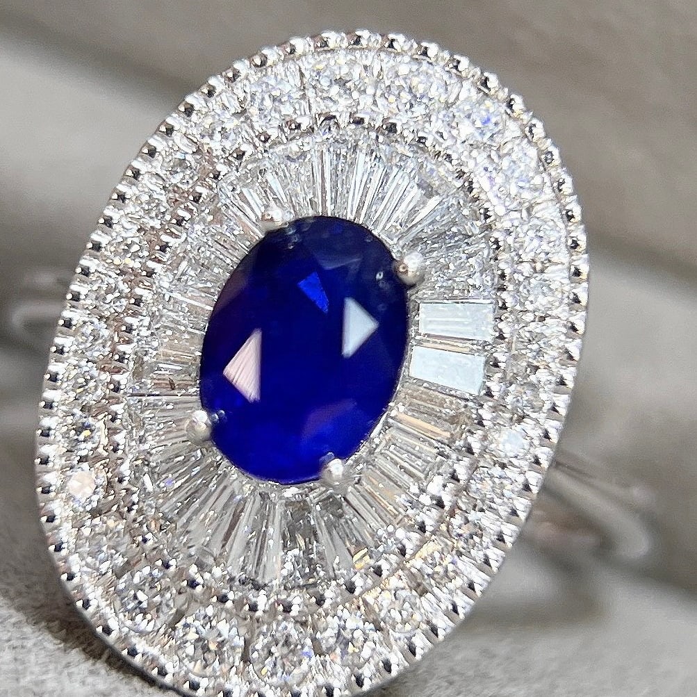 14k Gold 2.87 Ctw Natural Sapphire & Lab Grown Diamond Ring - 2