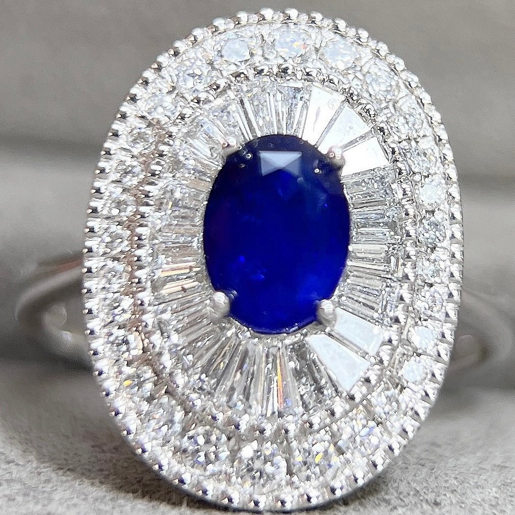 14k Gold 2.87 Ctw Natural Sapphire & Lab Grown Diamond Ring - 4