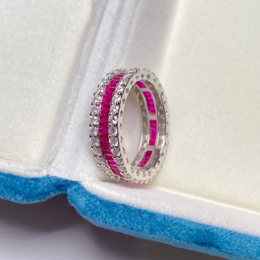 14k Gold 3.40 Ctw Natural Ruby & Diamond Ring: Ref:231142184 // gold content:14k gold // ring size:7. 25us // // main gemstone:ruby // shape:rectangle // carat weight:1. 85ct // color:red // treatment:natural // // adjacent gemstone 2 :