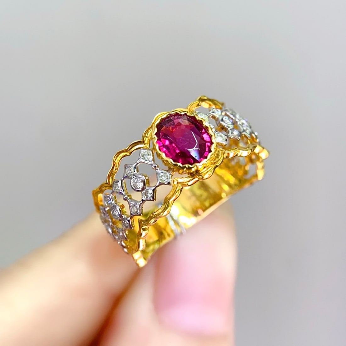 14k Gold 0.73 Ctw Natural Tourmaline & Diamond Ring - 2