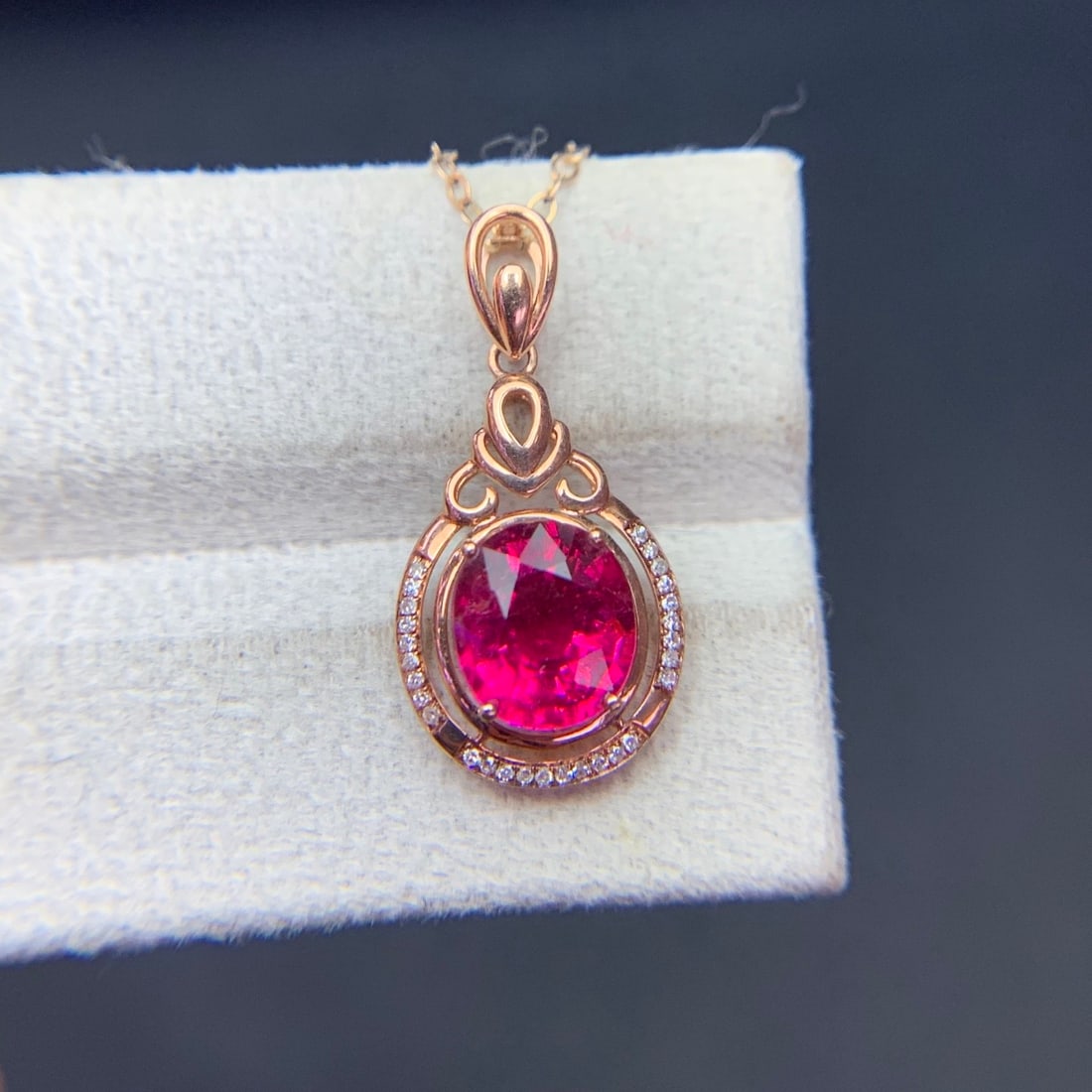 14k Gold 2.2 Ct Natural Tourmaline & Diamond Pendant( Without Chain ) - 2