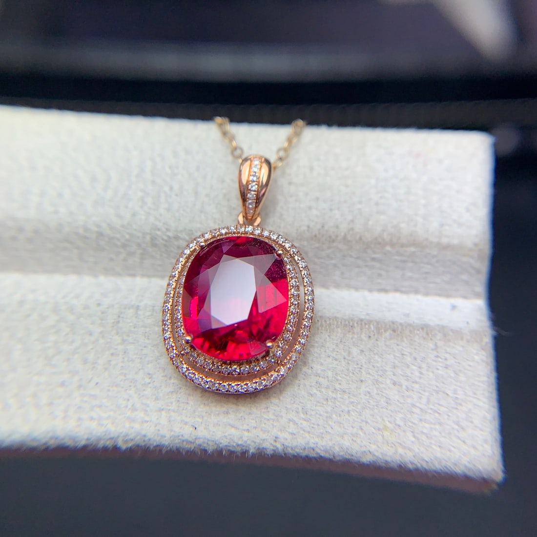 14k Gold 3.4 Ct Natural Tourmaline & Diamond Pendant( Without Chain ) - 2