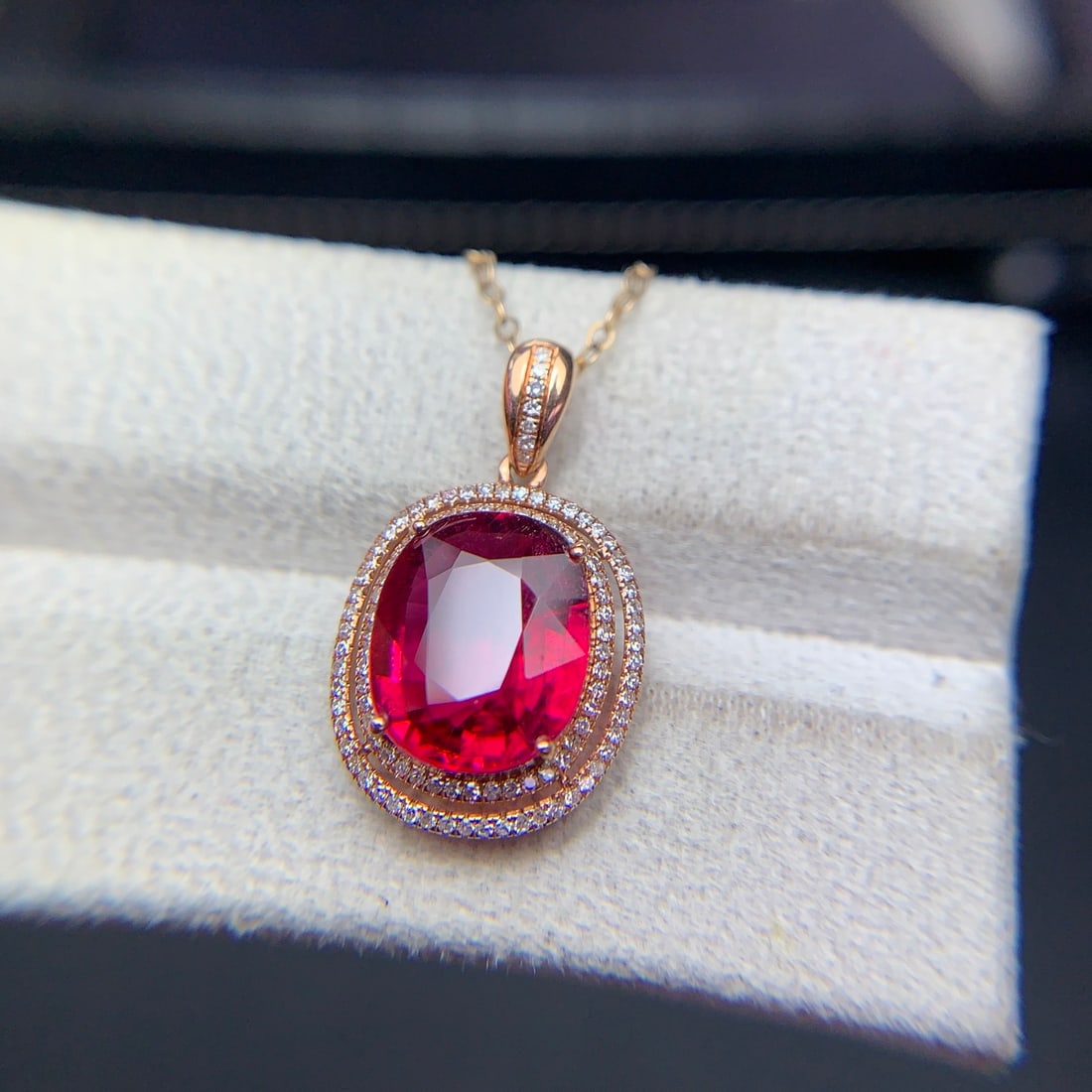 14k Gold 3.4 Ct Natural Tourmaline & Diamond Pendant( Without Chain ) - 3