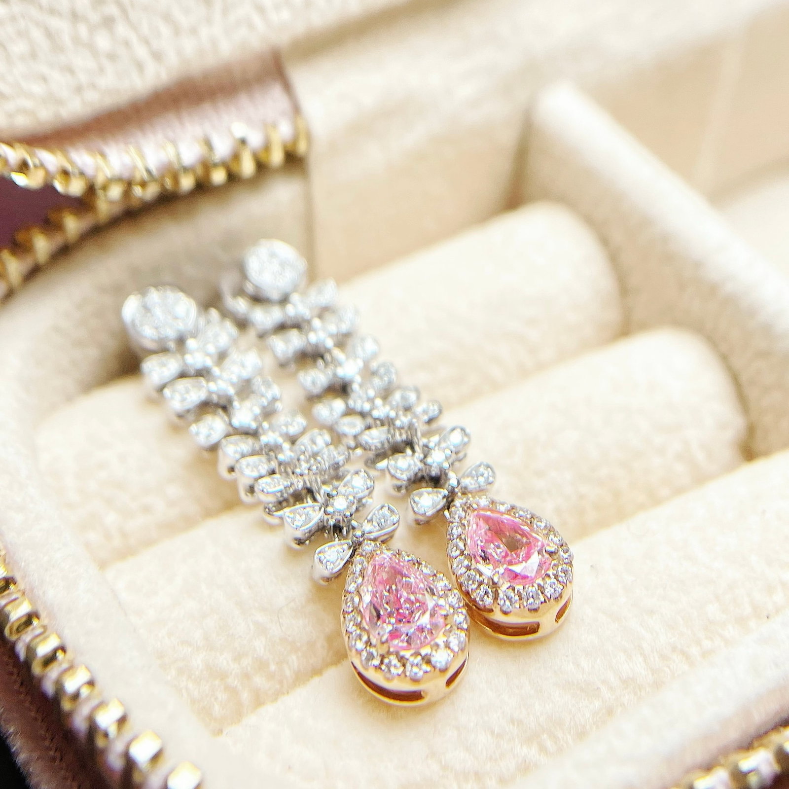 14k Gold 1.26 Ctw Natural Pink Diamond & Diamond Earrings - 2