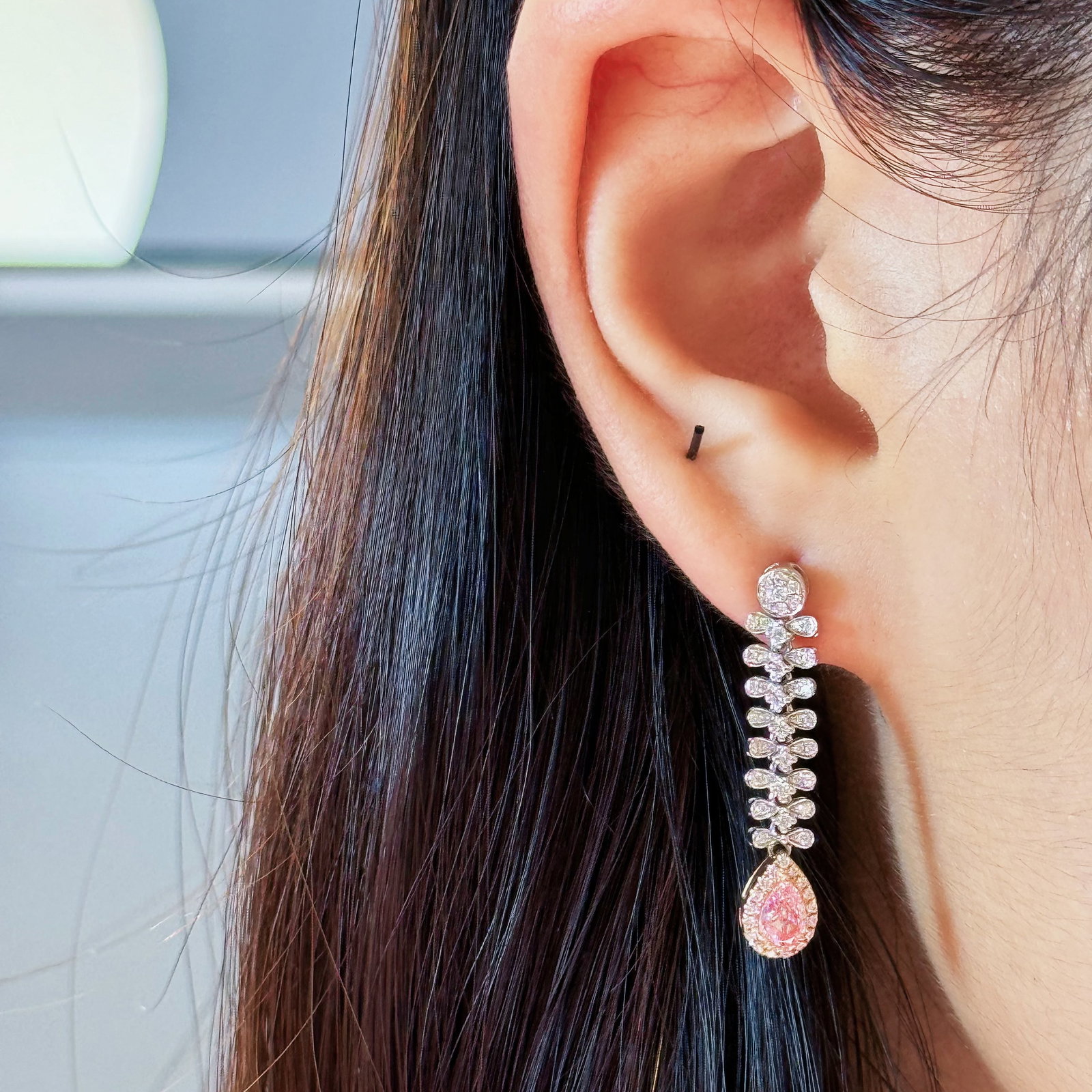 14k Gold 1.26 Ctw Natural Pink Diamond & Diamond Earrings - 3