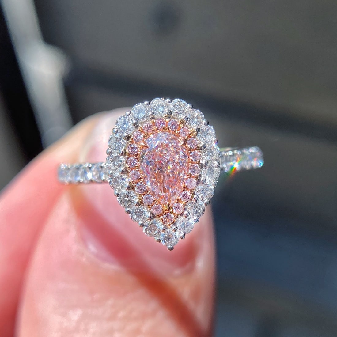 Gia Certified 14k Gold 0.82 Ctw Natural Pink Diamond & Diamond Ring (1 of 4)