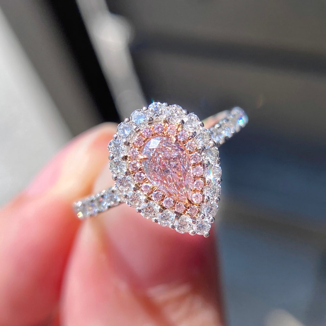 Gia Certified 14k Gold 0.82 Ctw Natural Pink Diamond & Diamond Ring - 2