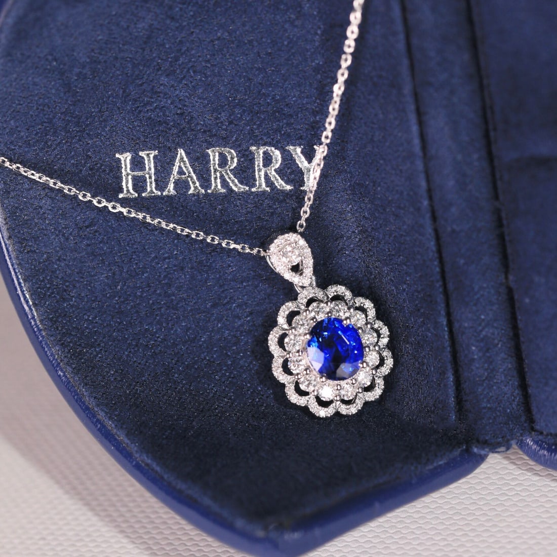 14k Gold 1.92 Ctw Natural Sapphire & Diamond Necklace - 5