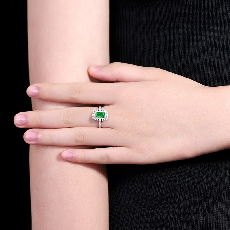 14k Gold 1.26 Ctw Vivid Green Natural Emerald & Diamond Ring - 8