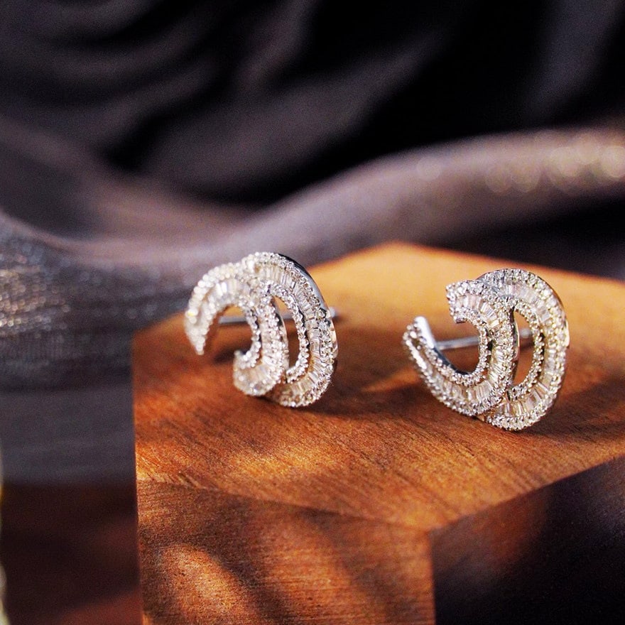 14k Gold 0.8 Ct Natural H Diamond Earrings - 4