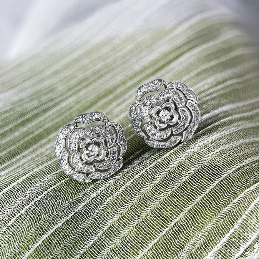 14k Gold 0.32 Ct Natural H Diamond Earrings - 2