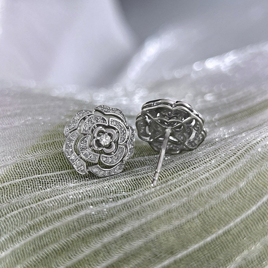 14k Gold 0.32 Ct Natural H Diamond Earrings - 3