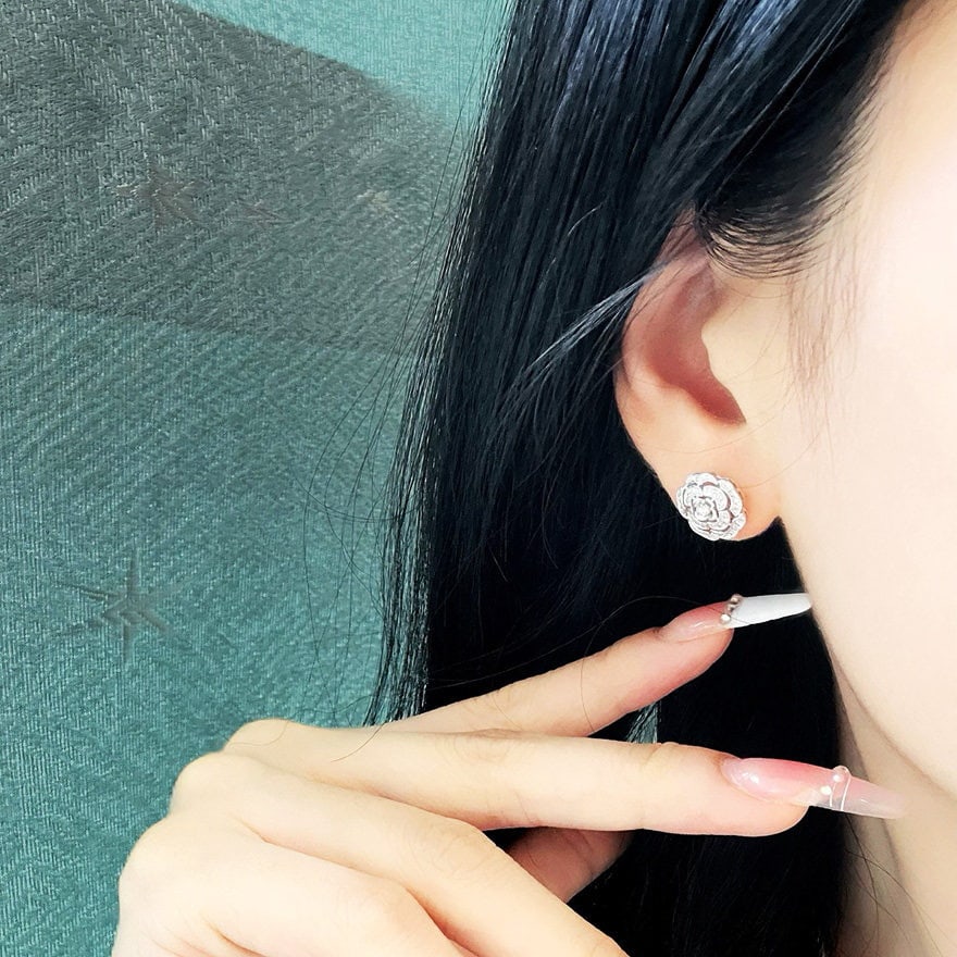 14k Gold 0.32 Ct Natural H Diamond Earrings - 5