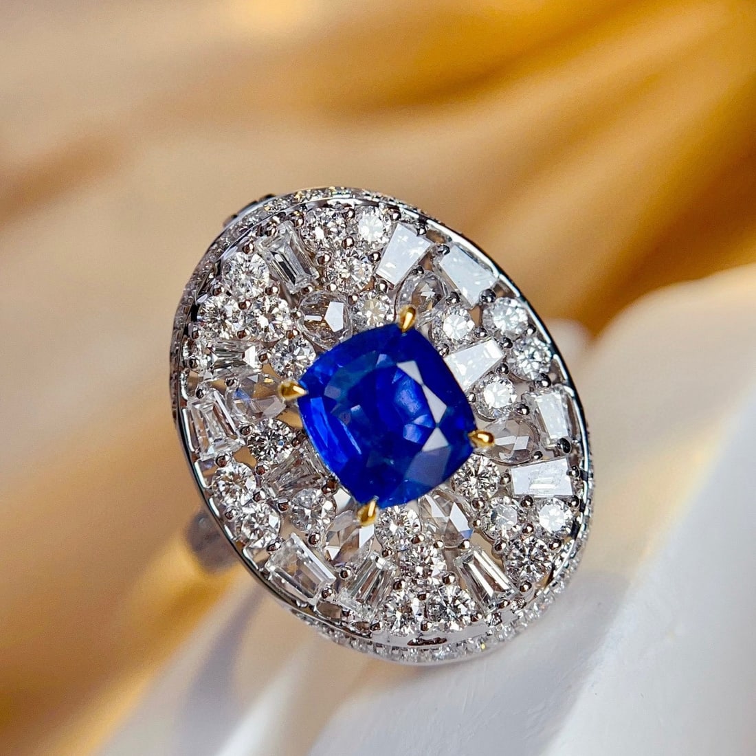 14k Gold 1.60 Ct Natural Sapphire & Diamond Ring/pendant( Without Chain ) - 2