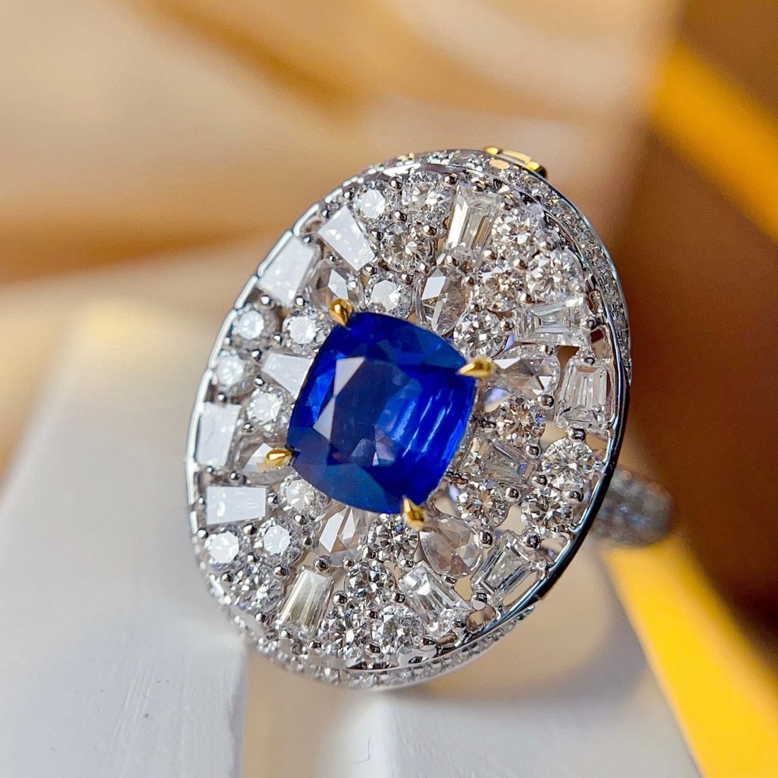 14k Gold 1.60 Ct Natural Sapphire & Diamond Ring/pendant( Without Chain ) - 3