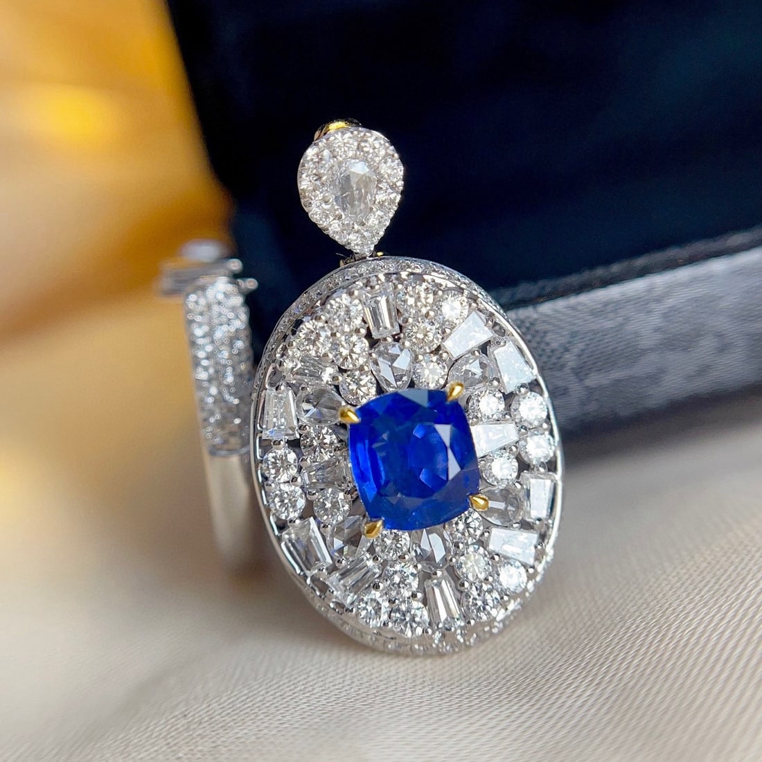 14k Gold 1.60 Ct Natural Sapphire & Diamond Ring/pendant( Without Chain ) - 7