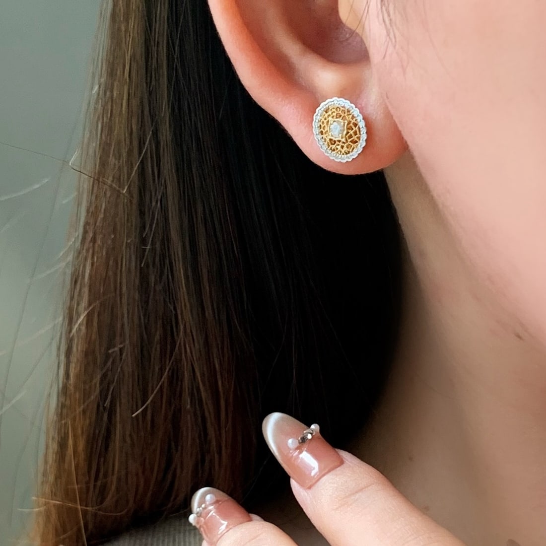 14k Gold 0.45 Ct Natural H Diamond Earrings - 5