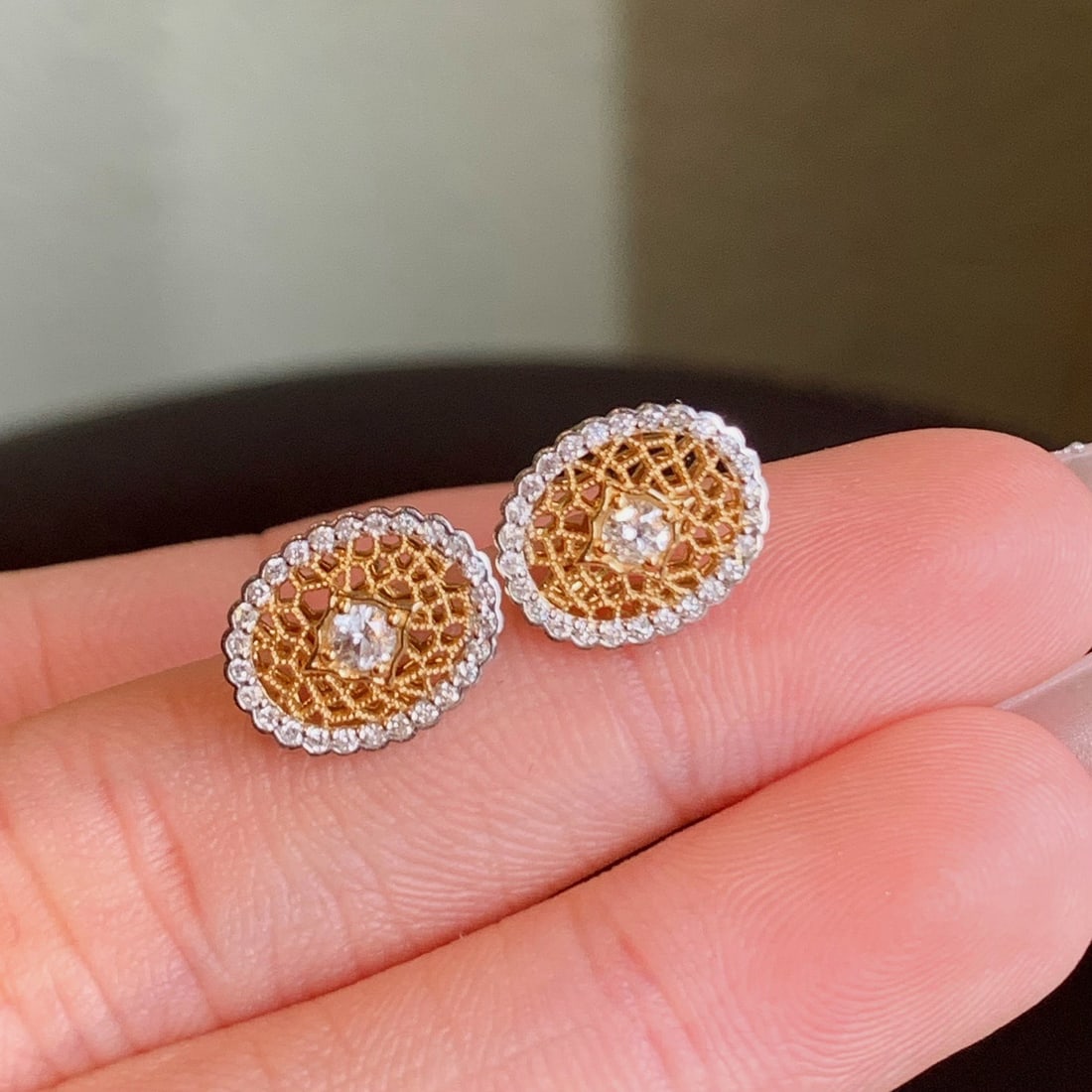 14k Gold 0.45 Ct Natural H Diamond Earrings - 7