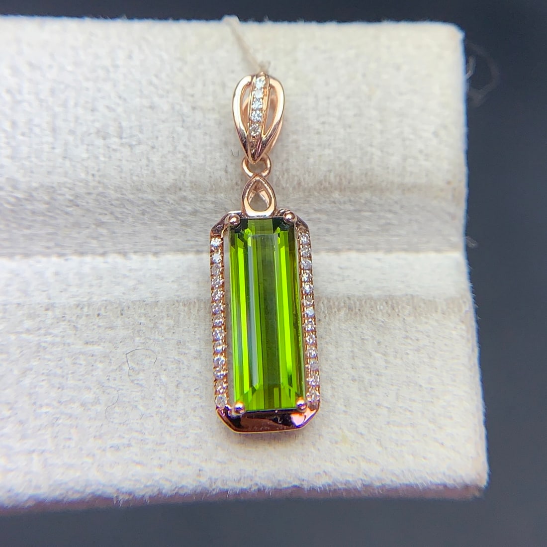 14k Gold 1.75 Ct Natural Tourmaline & Diamond Pendant( Without Chain ) - 2