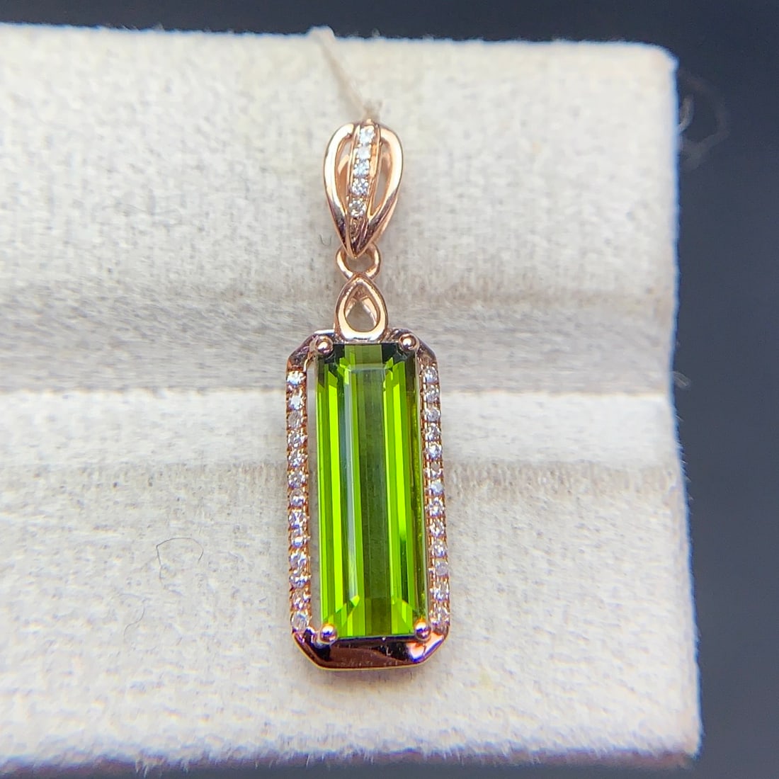 14k Gold 1.75 Ct Natural Tourmaline & Diamond Pendant( Without Chain ) - 5