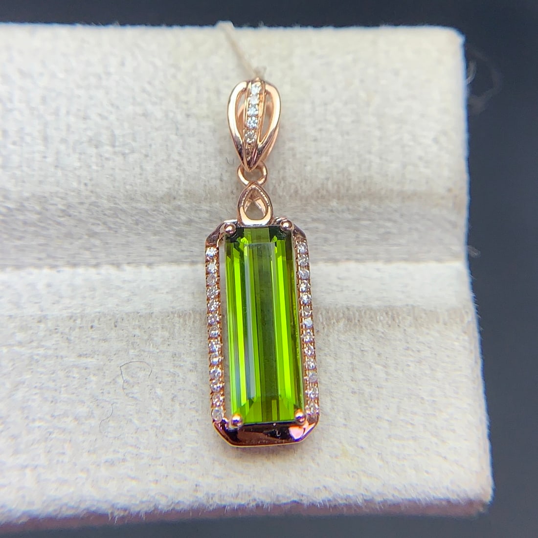 14k Gold 1.75 Ct Natural Tourmaline & Diamond Pendant( Without Chain ) - 7