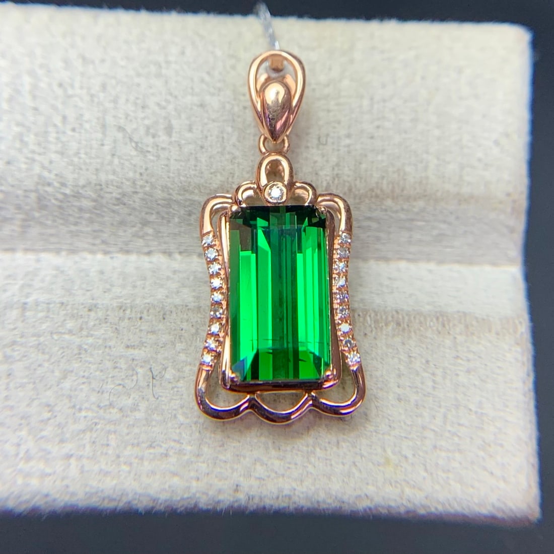 14k Gold 2.9 Ct Natural Tourmaline & Diamond Pendant( Without Chain ) - 6