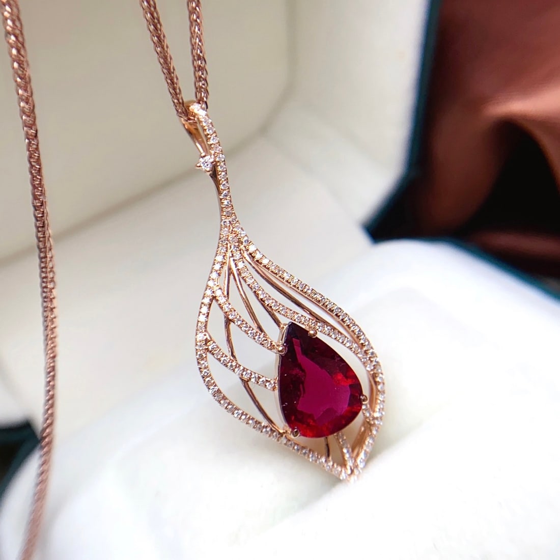 14k Gold 2.40 Ct Natural Tourmaline & Diamond Pendant( Without Chain ) - 3