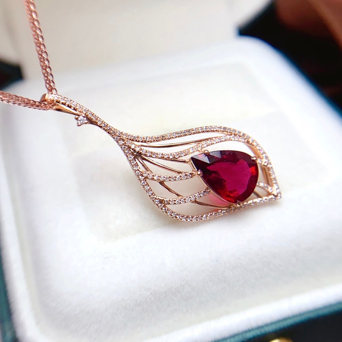 14k Gold 2.40 Ct Natural Tourmaline & Diamond Pendant( Without Chain ) - 4