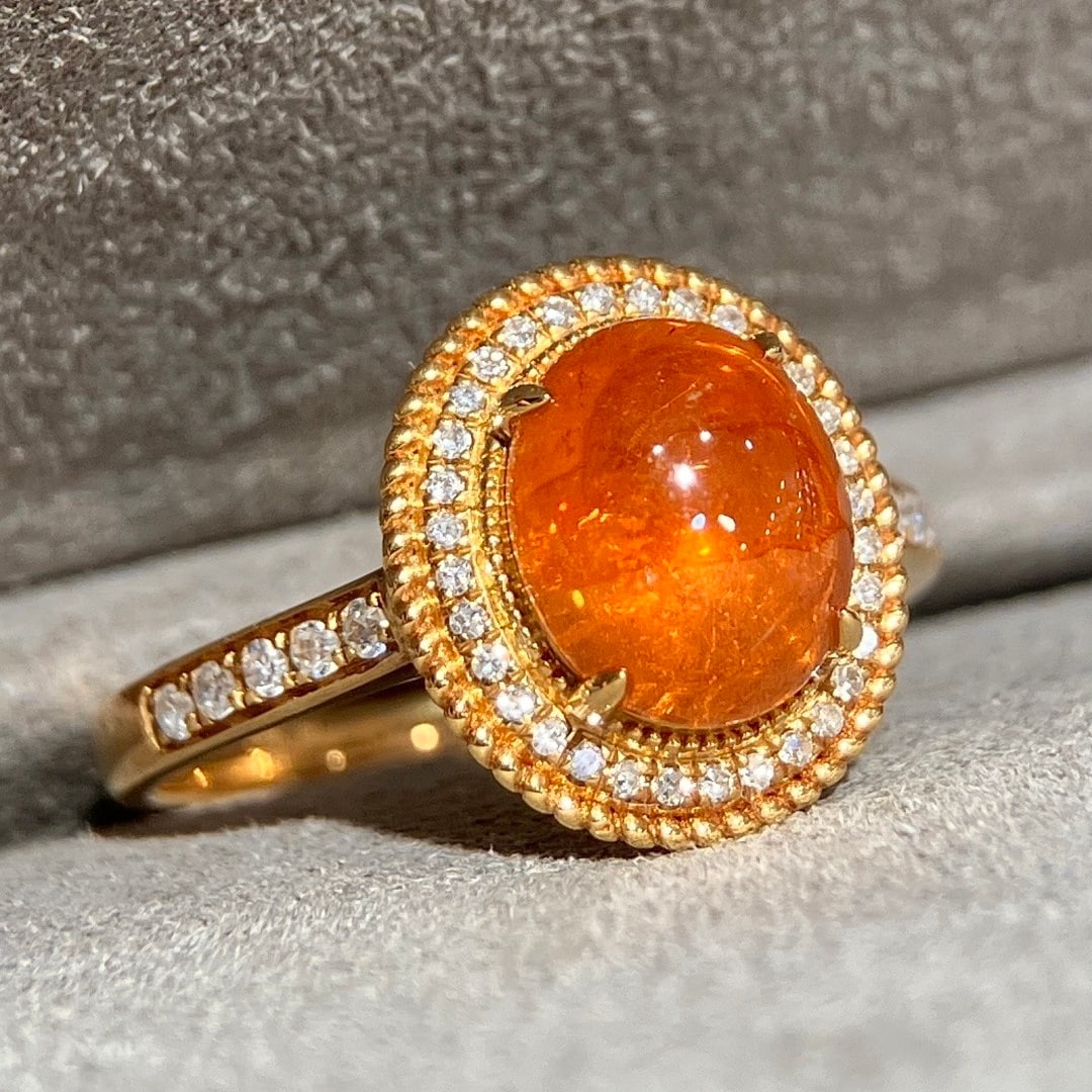 14k Gold 3.22 Ctw Natural Spessartine & Diamond Ring - 2