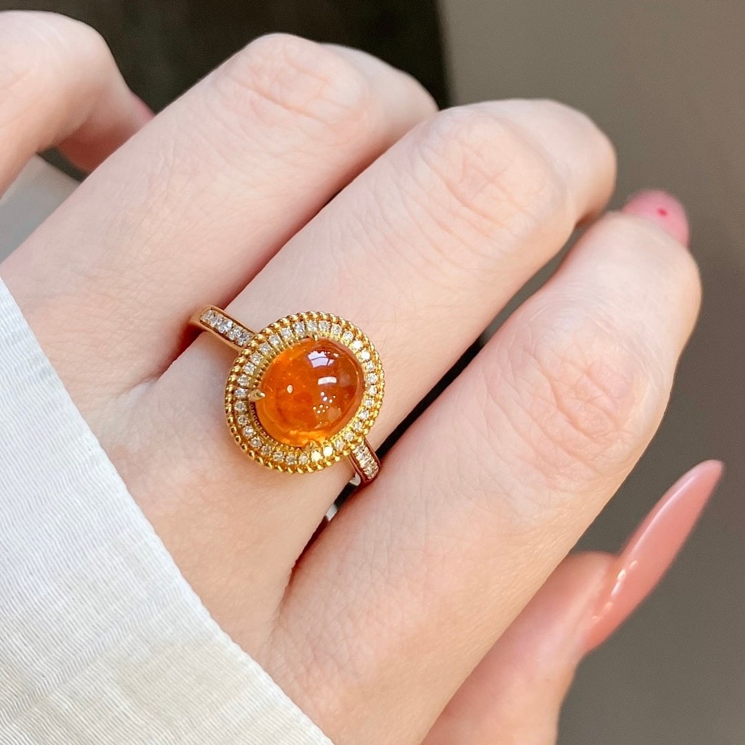 14k Gold 3.22 Ctw Natural Spessartine & Diamond Ring - 8