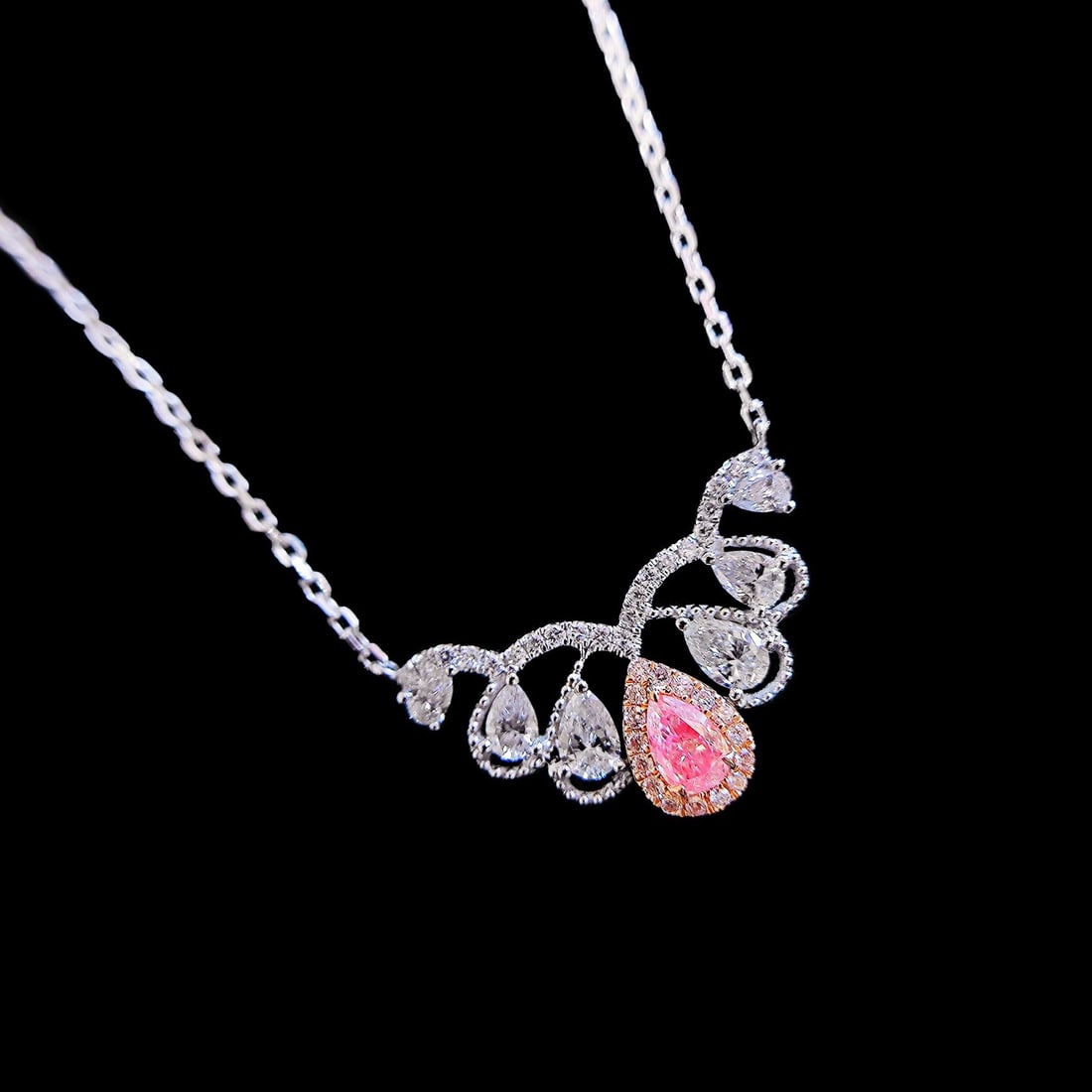 14k Gold 0.50 Ctw Natural Pink Diamond & Diamond Necklace - 2