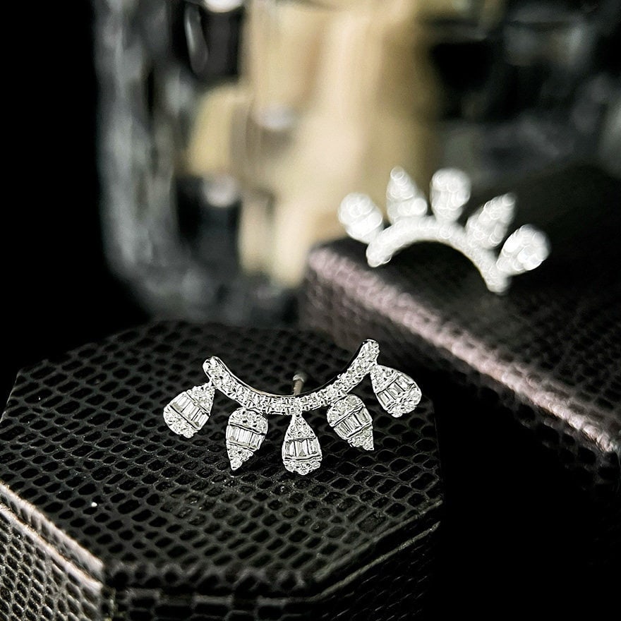 14k Gold 0.4 Ct Natural H Diamond Earrings - 6
