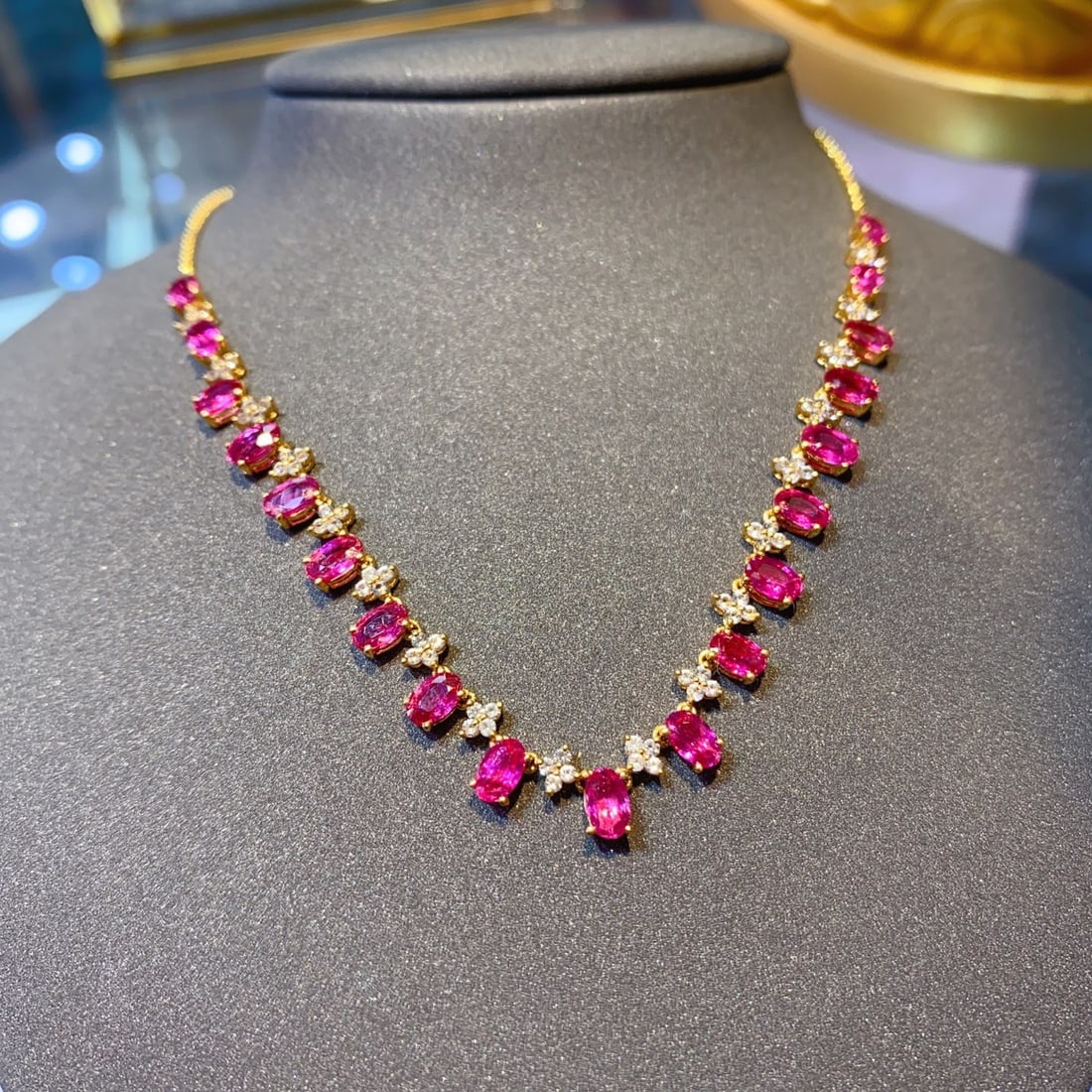 14k Gold 6.85 Ct Natural Ruby & Sapphire Necklace - 3