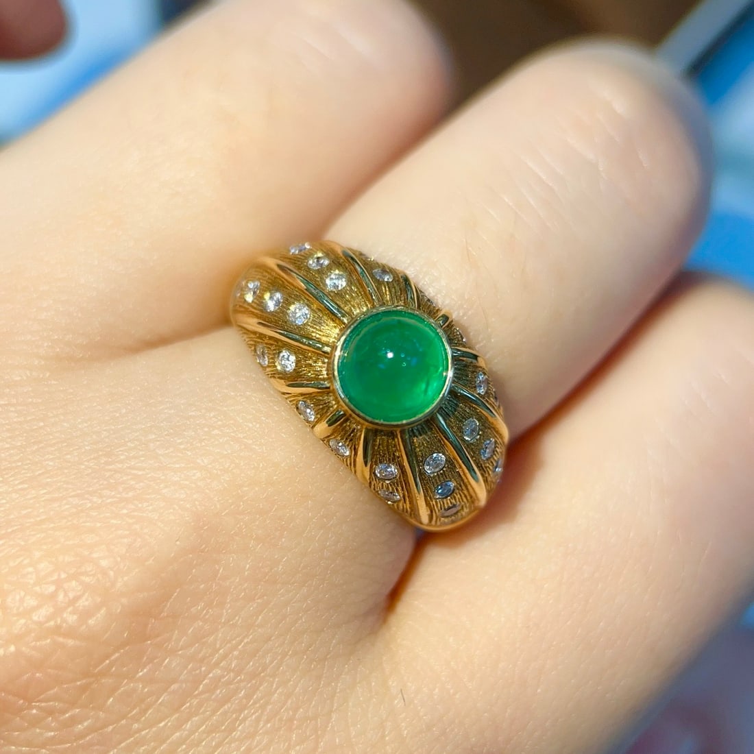 14k Gold 1.84 Ctw Natural Emerald & Diamond Ring - 6