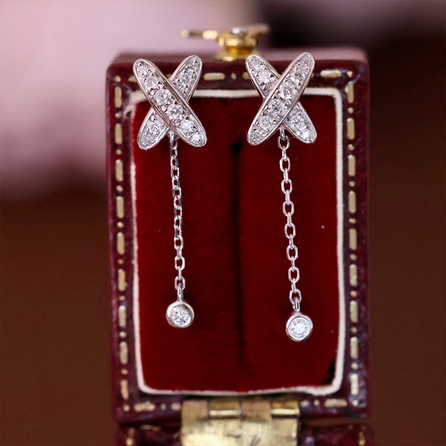 14k Gold 0.2 Ct Natural H Diamond Earrings - 4