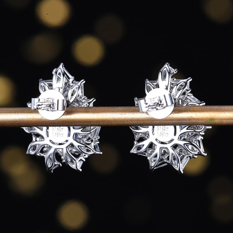 14k Gold 3.47 Ctw Natural Sapphire & Sapphire Earrings - 4