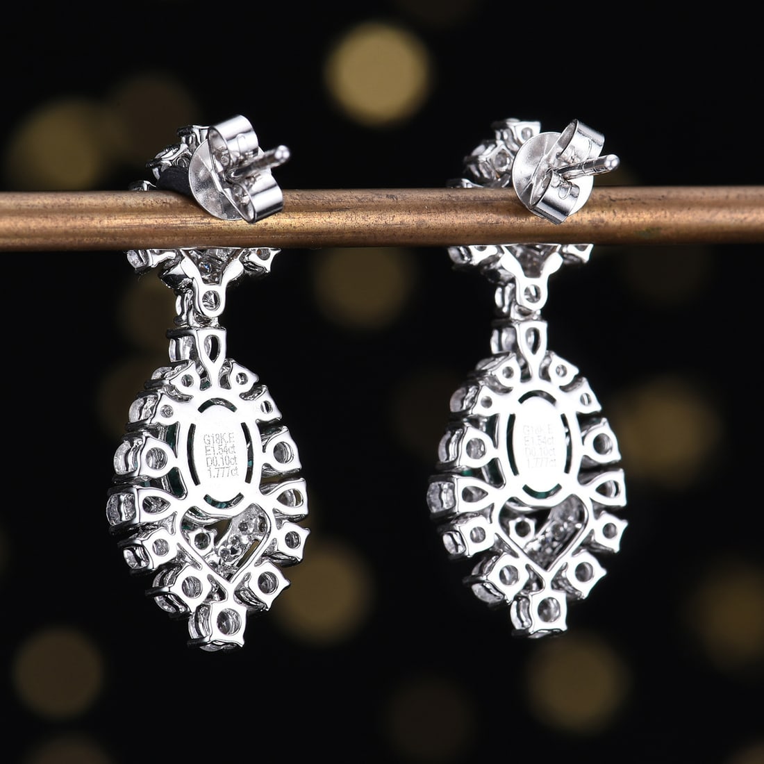 14k Gold 1.64 Ctw Vivid Green Natural Emerald & Diamond Earrings - 4