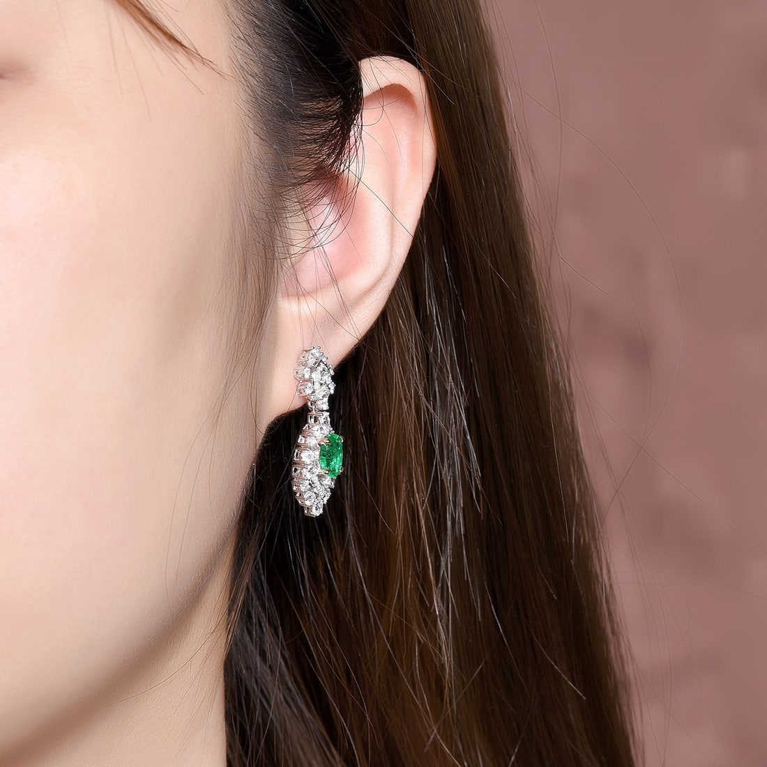 14k Gold 1.64 Ctw Vivid Green Natural Emerald & Diamond Earrings - 7