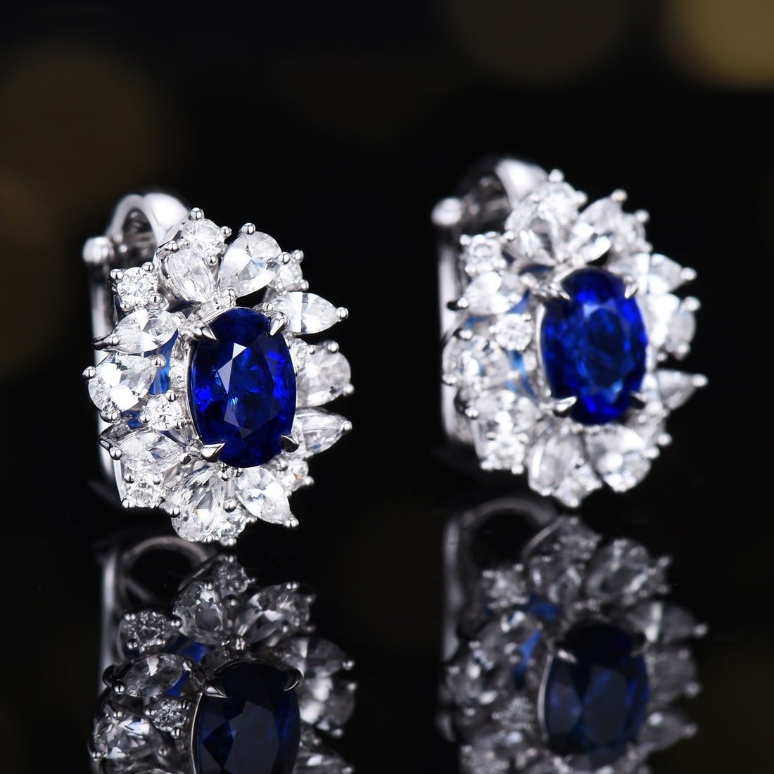 14k Gold 2.39 Ctw Natural Sapphire & Sapphire Earrings - 2